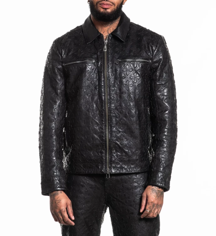 Куртка кожа Affliction муж. QUILTED CROSS