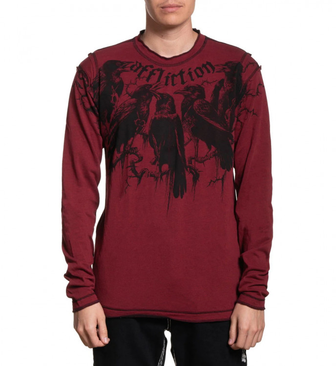 Лонгслив двусторонний муж. Affliction CROWS