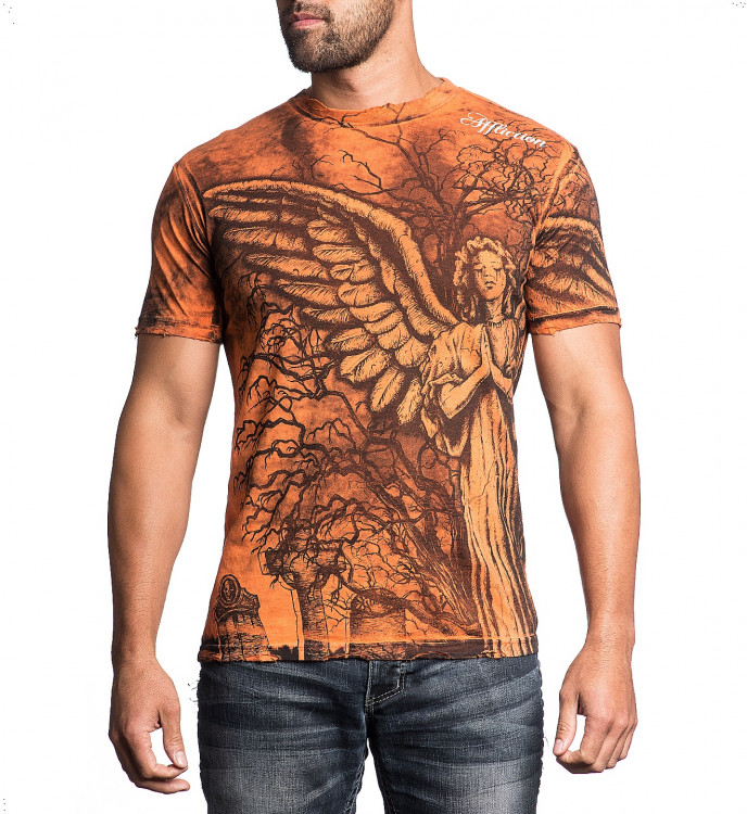 Футболка муж. Affliction GRAVE ANGEL ORANGE